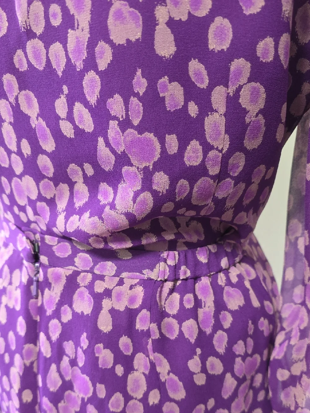 Cynthia Howie Vintage y2K 100% Silk Purple Printed Pencil Skirt Set Womens 8P